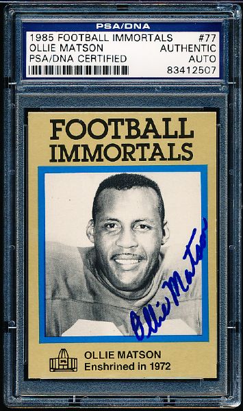 1985 Football Immortals #77 Ollie Matson- Autographed- PSA/DNA Certified/Slabbed