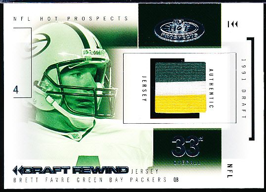 2004 Hot Prospects Ftbl.- “Draft Rewind Jerseys”- #DR/BR Brett Favre, Packers- #116/133