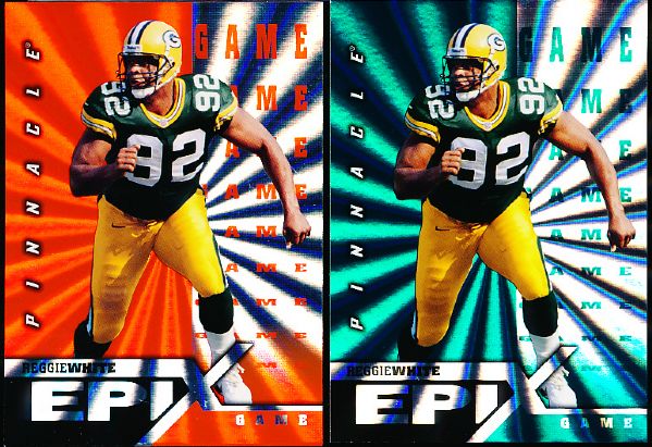 1997 Pinnacle Ftbl.- “Epix”- #E24 Reggie White, Packers- 2 Diff.