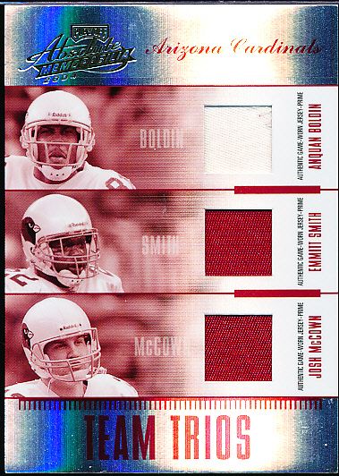 2004 Absolute Memorabilia Ftbl. “Team Trios Material” #TTR1 A. Boldin/ E. Smith/ J. McCown- #1/10!