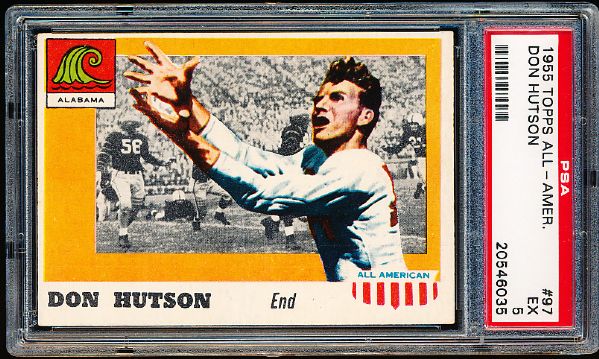 1955 Topps All American Football- # 97 Don Hutson, Alabama- PSA Ex 5 