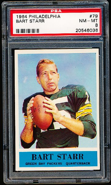 1964 Philadelphia Fb- #79 Bart Starr, Packers- PSA NM-Mt 8 