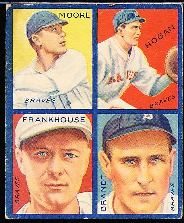 1935 Goudey- 4 in 1 Baseball- #4E Moore/ Hogan/ Frankhouse/ Brandt (Braves)