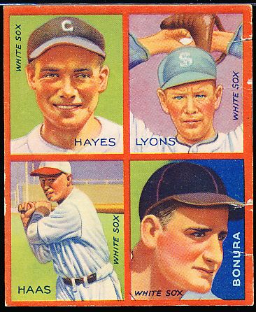 1935 Goudey – 4 in 1 Baseball- #8B Bonura/ Haas/ Hayes/ Lyons (White Sox)