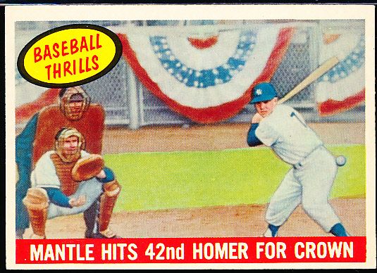 1959 Topps Bb- #461 Mickey Mantle- Baseball Thrill