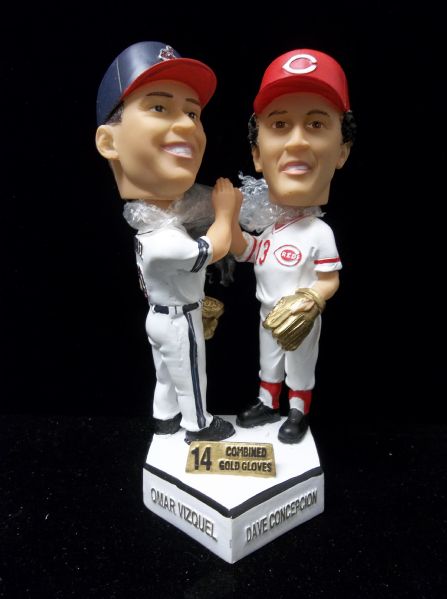 2004 BD & A Cleveland Indians Dual Bobblehead- Dave Concepcion (Reds)/ Omar Vizquel (Indians)