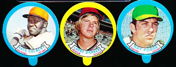 1973 Topps Baseball Candy Lids- 3 Diff.
