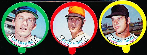 1973 Topps Baseball Candy Lids- 3 Diff.
