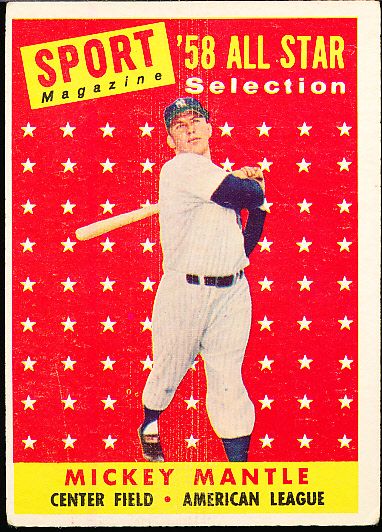 1958 Topps Bb- #487 Mickey Mantle All Star