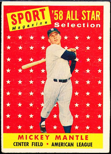 1958 Topps Bb- #487 Mickey Mantle All Star