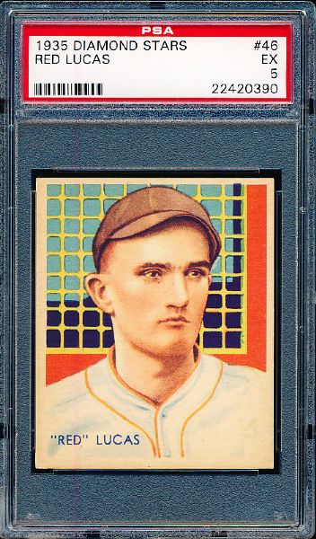 1935 Diamond Stars Baseball- #46 Red Lucas, Reds- PSA Ex 5