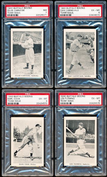 1940 Buffalo Bisons Baseball Team Issue- Near Set of 22 of 24 - PSA GRADED - HIGHEST GRADE OF EACH CARD EVER!