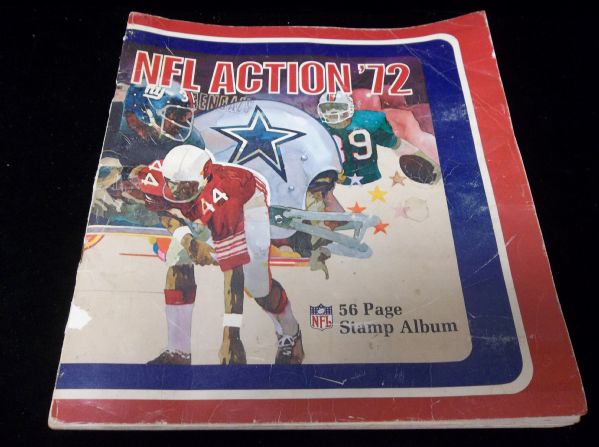 1972 Sunoco NFL Action Stamp Album and Near Complete Set Pasted Within