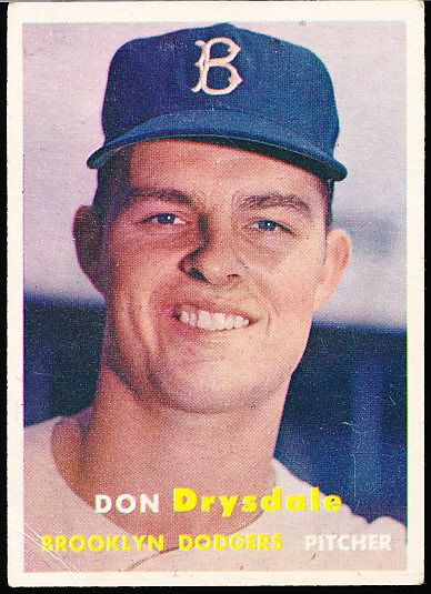 1957 Topps Bb- #18 Don Drysdale, Dodgers- Rookie! 