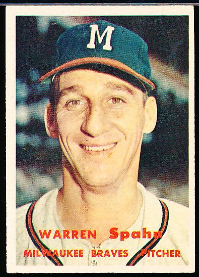 1957 Topps Bb- #90 Warren Spahn, Braves