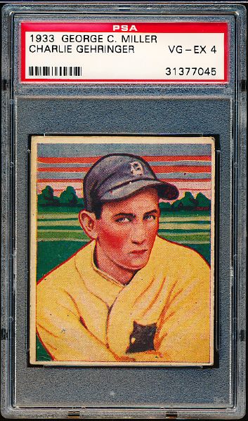 1933 George C. Miller- Charlie Gehringer, Tigers- PSA Vg-Ex 4 