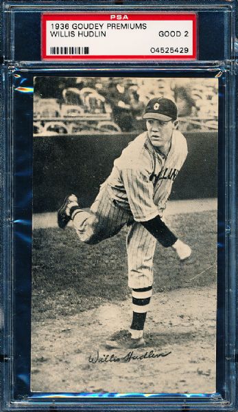 1936 Goudey Premiums- Willis Hudlin, Cleveland- PSA Good 2 