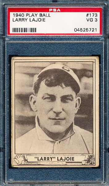 1940 Playball Bb- #173 Larry Lajoie- PSA Vg 3 