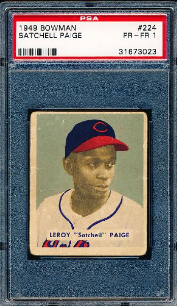 1949 Bowman Baseball- #224 Satchell Paige, Cleveland- HI# RC – PSA PR-FR 1