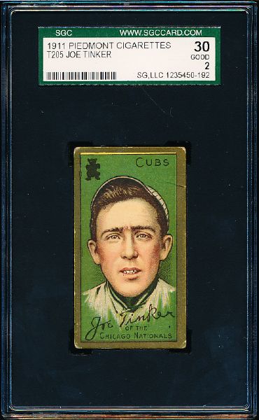 1911 T205 Baseball- Joe Tinker, Cubs- SGC 30 (Good 2)