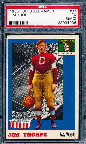 1955 Topps All American Football- #37 Jim Thorpe, Carlisle- PSA Ex 5(MC)