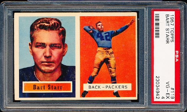1957 Topps Football- #119 Bart Starr, Packers- PSA Vg-Ex 4 