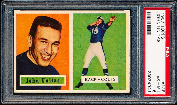 1957 Topps Football- #138 Johnny Unitas, Colts- PSA Ex-Mt 6