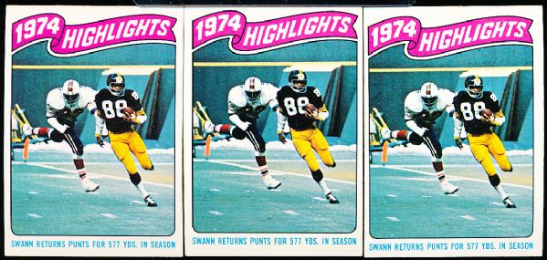 1975 Topps Football- #459 Lynn Swann Highlights- 3 Cards