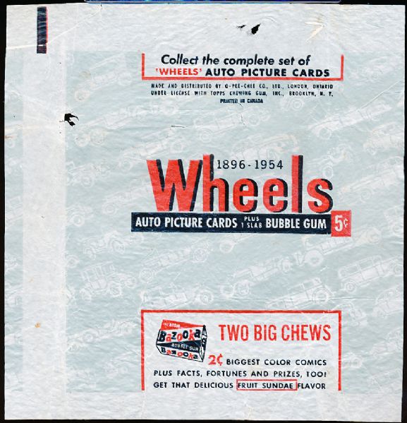 1954 O-Pee-Chee “Wheels” Non-Sport 5 Cent Wrapper