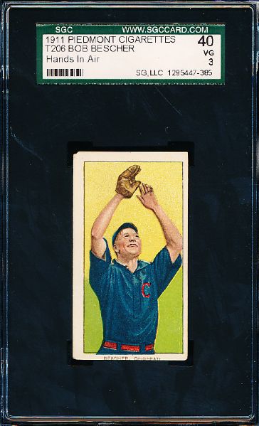 1909-11 T206 Bb- Bob Bescher, Cinc.- Hands in Air- SGC 40 (Vg 3)