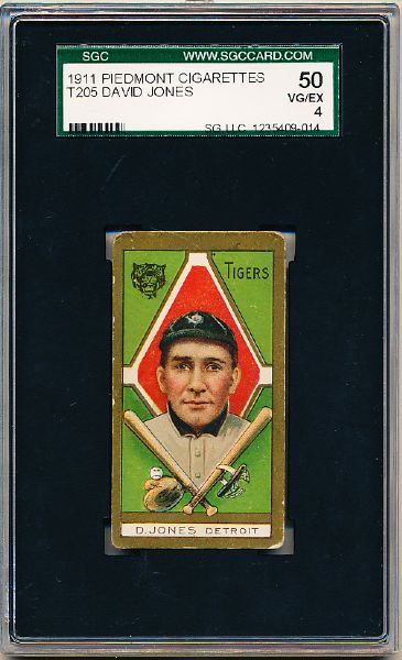 1911 T205 Bb- David Jones, Detroit- SGC 50 (Vg-Ex 4)