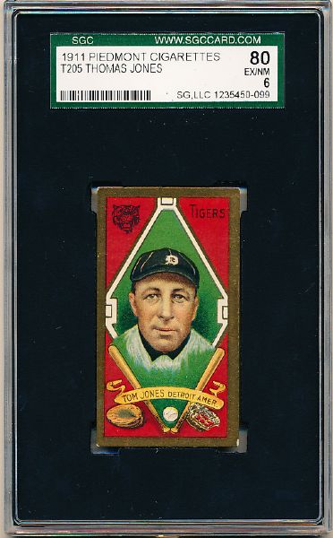 1911 T205 Bb- Thomas Jones, Detroit- SGC 80 (Ex/Nm 6)