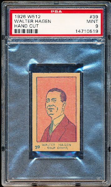 1926 W512- #39 Walter Hagan, Golf- Hand Cut- PSA Mint 9