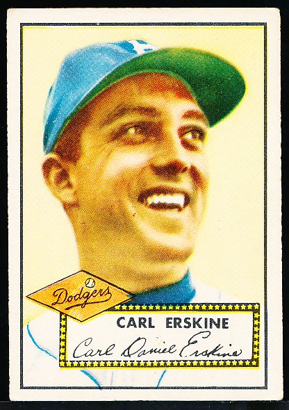 1952 Topps Baseball- #250 Carl Erskine, Dodgers