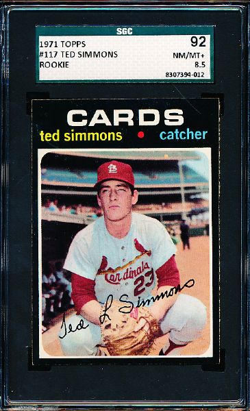 1971 Topps Baseball- #117 Ted Simmons, Cards- SGC 92 Nm/Mt + 8.5 