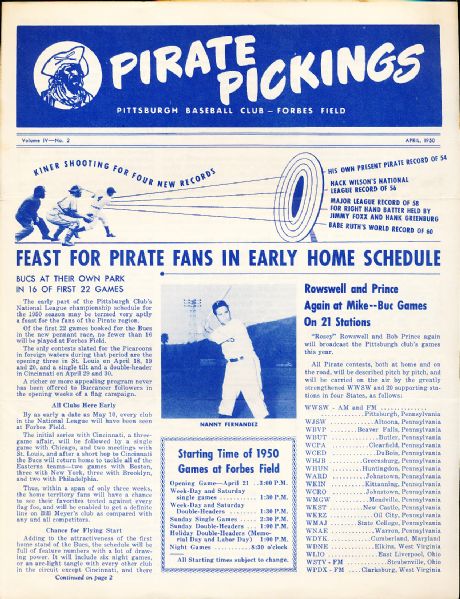 April 1950 Pirate Pickings Newsletter
