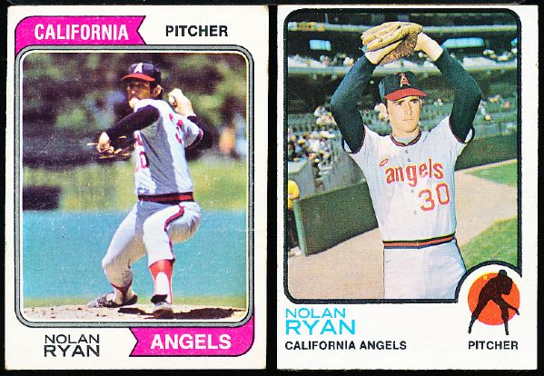 1973 and 1974 Topps Nolan Ryan Cards- 1 From Each Year