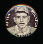 1910-12 P2 Sweet Caporal Baseball Pin- Ira Thomas, Phil A’s- Small Letters