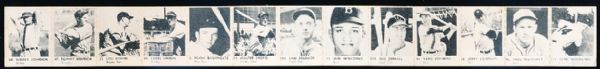 1950 R423 Baseball Strip of 13- Includes #35 Gehrig, #54 Walter Johnson, #96 Enos Slaughter