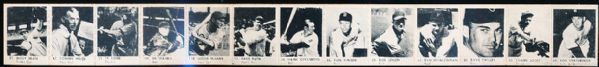 1950 R423 Baseball Strip of 13- Includes #14 Ty Cobb,#21 Dizzy Dean, #38 Hank Greenberg, #67 Connie Mack, #92 Babe Ruth!