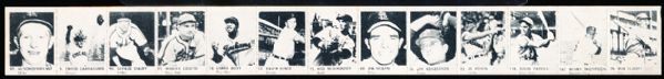 1950 R423 Baseball Strip of 13- Includes #18 Doby, 58 Kiner, 73 Newhouser