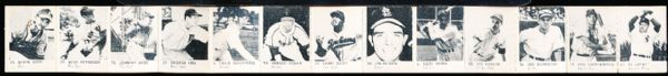 1950 R423 Baseball Strip of 13- Includes #5 Berra, #12 Campanella, #18 Doby