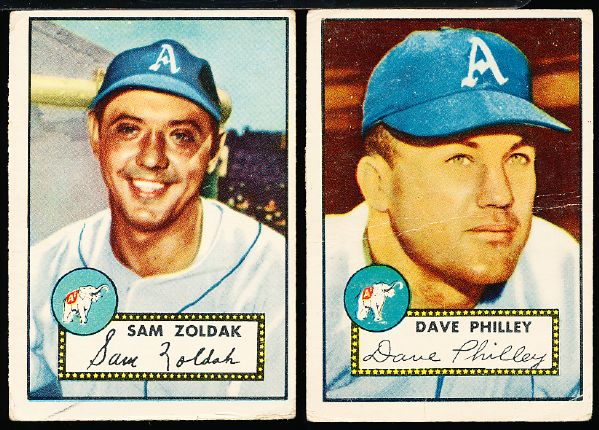 1952 Topps Baseball- Phil. A’s- 2 Cards
