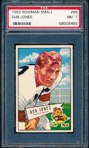 1952 Bowman Small Football- #86 Dub Jones, Cleveland Browns- PSA NM 7 