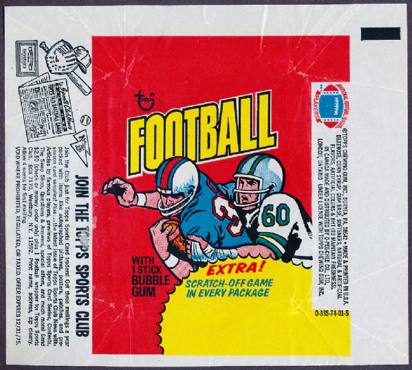 1975 Topps Football Wrapper