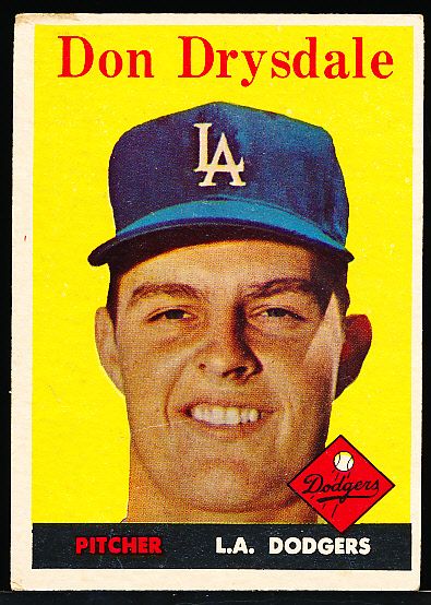 1958 Topps Bb- #25 Don Drysdale, Dodgers