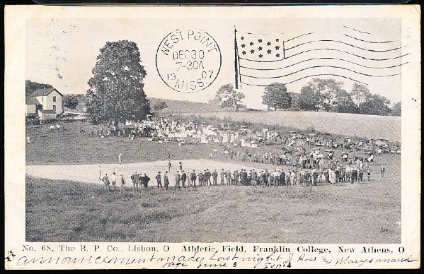 Early Baseball Postcard- Franklin College, New Athens Ohio