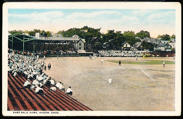 Early Baseball Stadium Postcard- “Base Ball Park”, Akron, Ohio