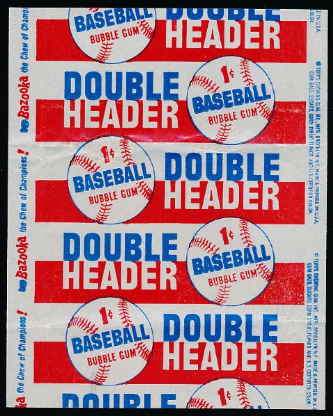 1955 Topps Baseball Doubleheader 1 Cent Wrapper