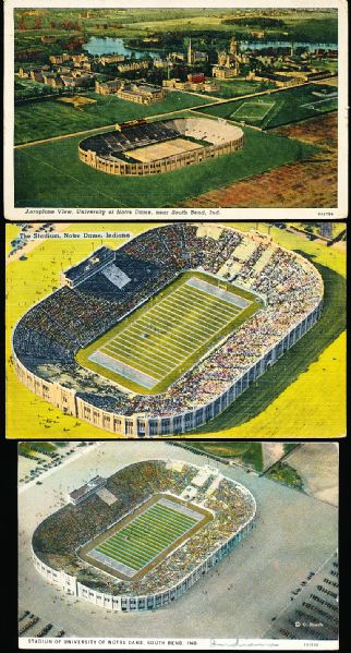 University of Notre Dame Football Stadium Postcards- 3 Diff.
